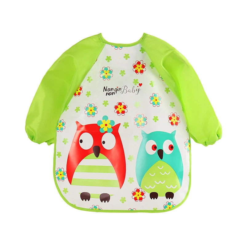 0-3 Years Baby EVA Waterproof Anti-Dirty Bib – Long Sleeve Strap Coat with Cute Cartoon Pattern, Dirt-Proof Soft Feeding Bib & Burp Cloth - Kidzy Market