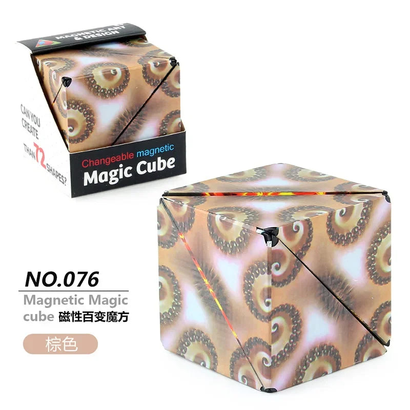 Variety Geometric Changeable Magnetic Magic Cube, Anti-Stress 3D Hand Flip Puzzle Cube, Kids Stress Reliever Fidget Toy