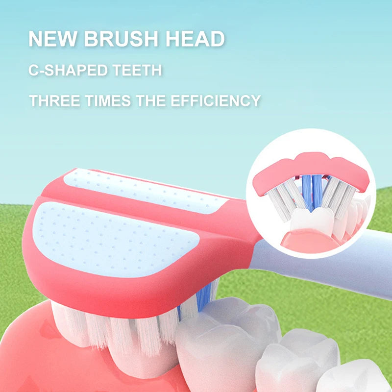 2PCS Children’s Three-Sided Toothbrush – Soft Bristles, Teeth Whitening for 3-12 Years Old Kids, Dental Oral Care