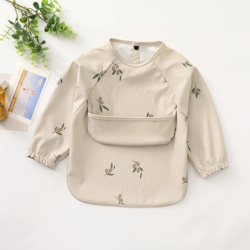 Waterproof Long-Sleeve Baby Bib with Pocket – Full-Cover Feeding Apron & Smock - Kidzy Market