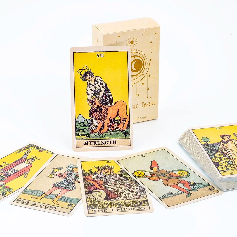 Kitten Tarot Deck - 78 Pieces, Cute Black & White, Beginner-Friendly Fortune Telling & Board Game Kit