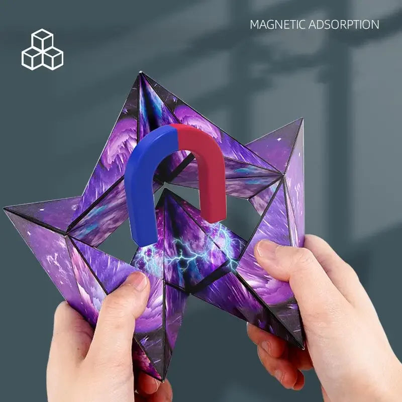 Variety Geometric Changeable Magnetic Magic Cube, Anti-Stress 3D Hand Flip Puzzle Cube, Kids Stress Reliever Fidget Toy