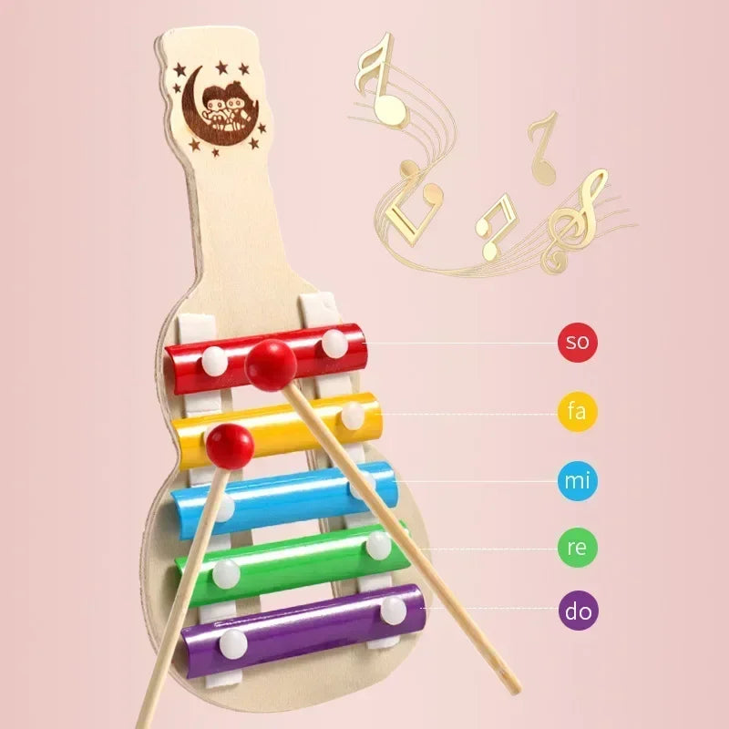 Wooden 8-Tone Multicolor Xylophone – Wooden Musical Instrument Toy for Babies and Kids, Perfect for Early Learning and Musical Exploration.