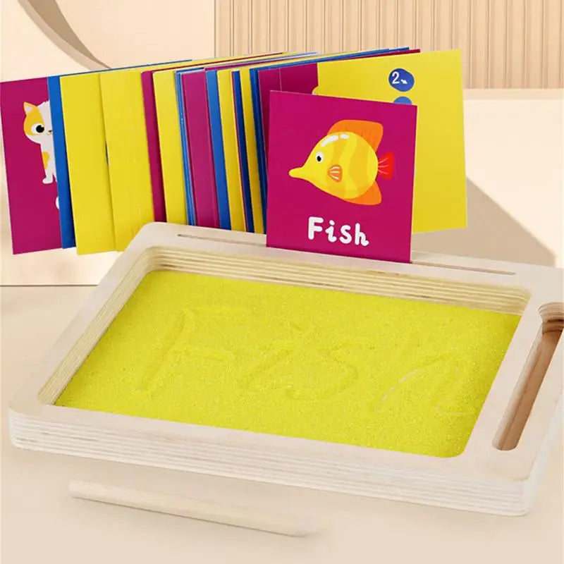 Wooden Montessori Sand Tray (With Wooden Pen, Letter & Number Writing, Educational Toy Gift)