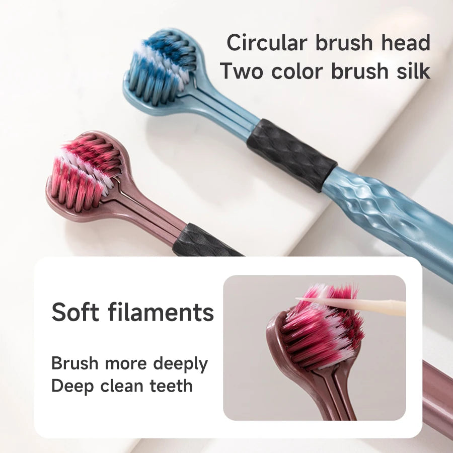 3D Manual Toothbrush Set of 6, Three-Sided U-Shaped Soft Toothbrush for Comprehensive Oral Cleaning, Adults, Men, Women, Couples