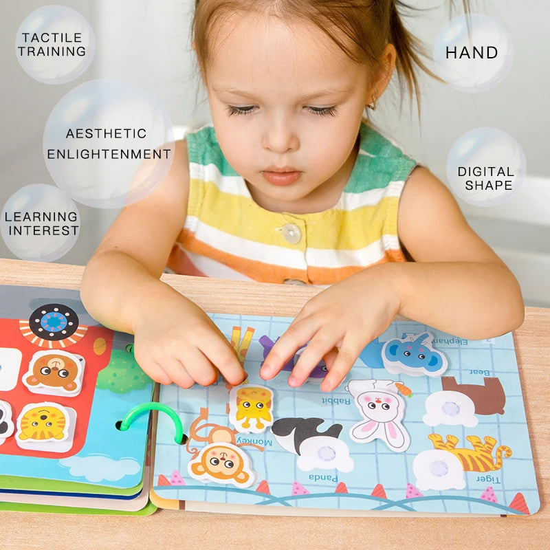 Montessori Reusable Sticker Busy Card Book – Numbers Matching Puzzle Game for Kids Educational Toy