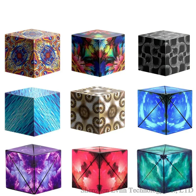 Variety Geometric Changeable Magnetic Magic Cube, Anti-Stress 3D Hand Flip Puzzle Cube, Kids Stress Reliever Fidget Toy