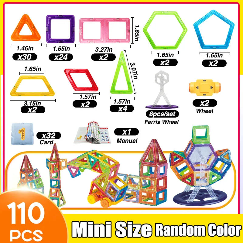 64-184PCS Kids Magnetic Building Blocks Mini Size STEM Construction Set