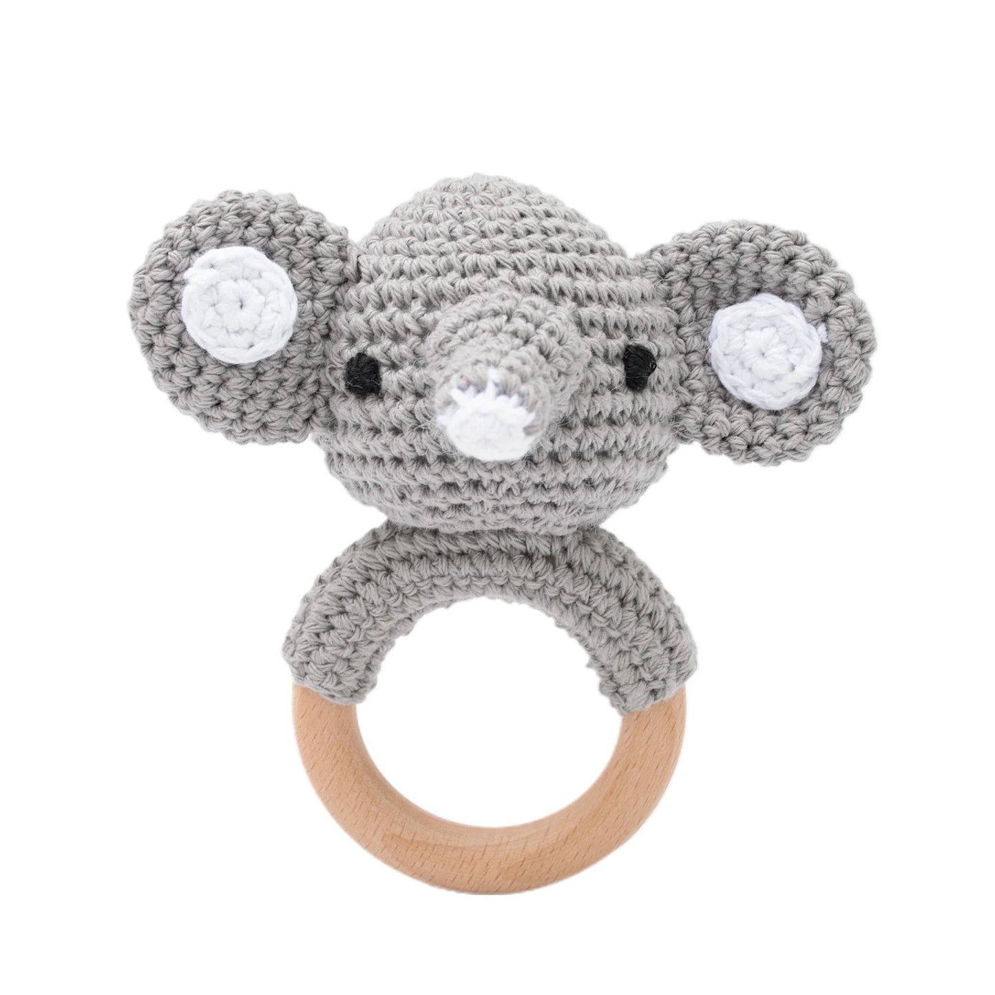 1pc Baby Teether Music Rattle - Animal Crochet Rattle, Elephant & Giraffe Wooden Ring, Babies Gym Montessori Children’s Toys