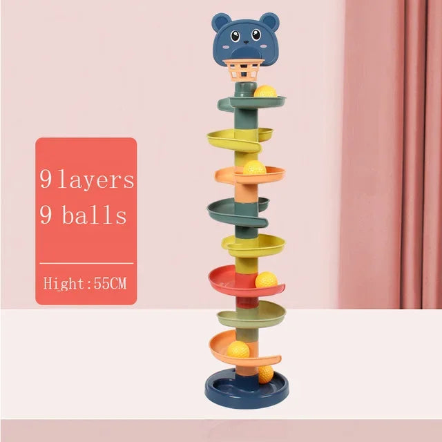 Montessori Rolling Ball Tower – Stacking Track Educational Toy for Babies Ages 1–3