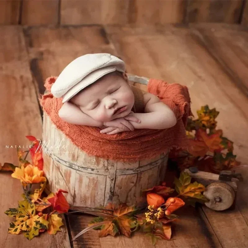 2Pcs Newborn Photography Outfit Set – Cap & Suspenders Studio Photo Props, Baby Hat & Overalls Accessories for Fotografia