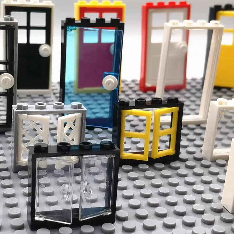 MOC House Doors and Windows Building Blocks – Compatible with Classic City Friends Sets for Kids