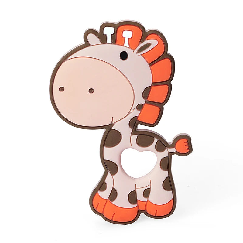 TYRY.HU 1Pc Baby Silicone Teether - BPA-Free Cartoon Frog & Deer Teething Necklace Pendant, Nursing Teeth Gift, Baby Silicone Teether