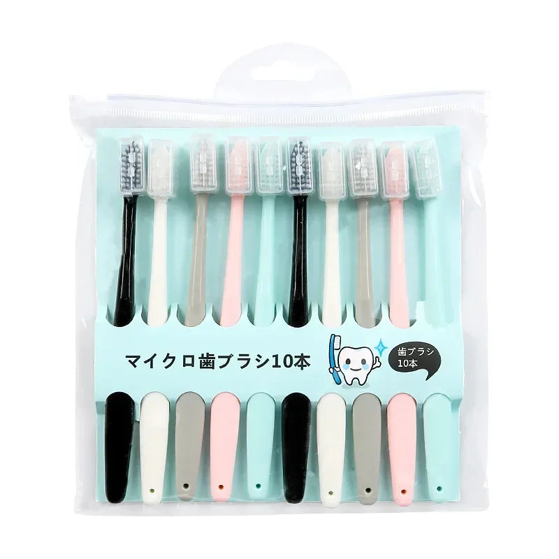 10Pcs Set Kids & Adults Soft Bristle Toothbrush, Cute Design Travel Training Dental Care Toothbrush