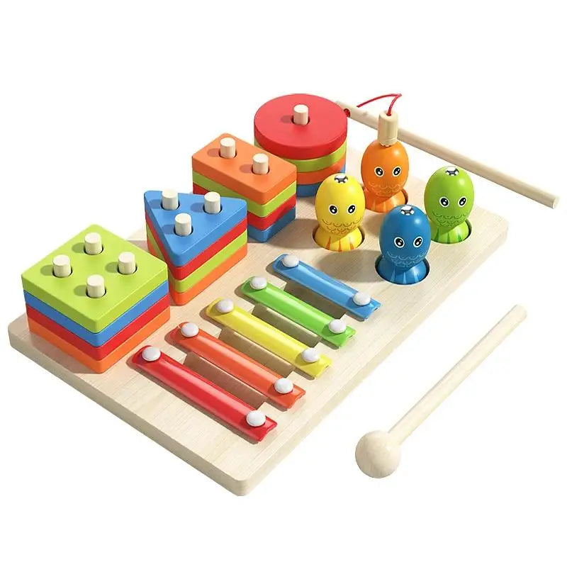Baby Wooden Rainbow Stacking Toy Montessori Colorful Blocks