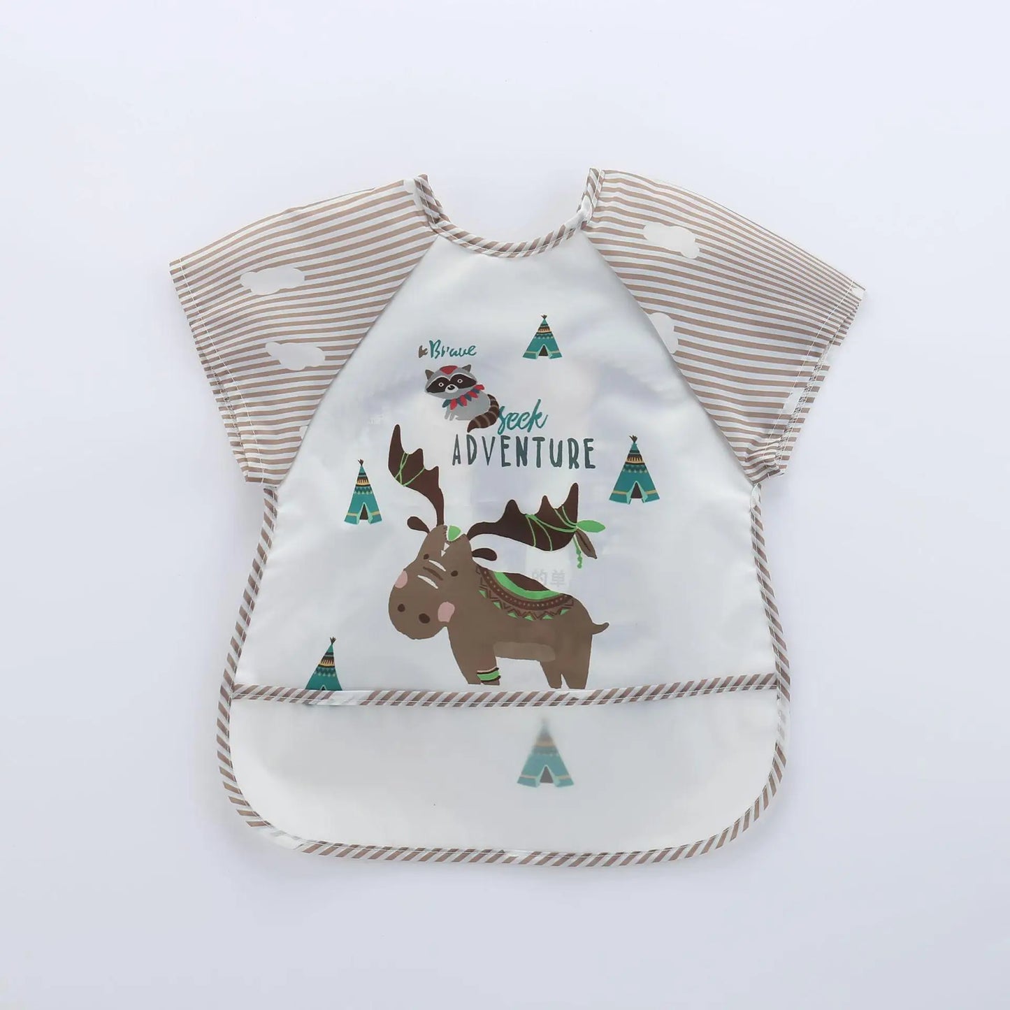 Waterproof Long-Sleeve Baby Bib – Cute Cartoon Apron with Pocket for Self-Feeding (0-3Y) - Kidzy Market