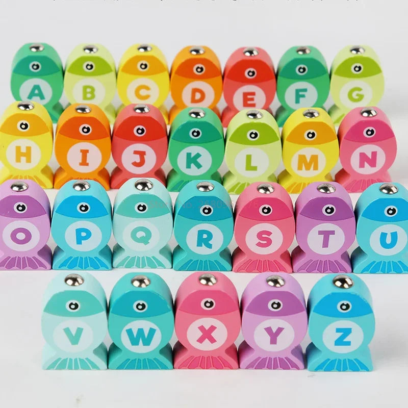 Wooden Children’s Fishing Toys – Montessori Early Education, Number & Alphabet Learning Game