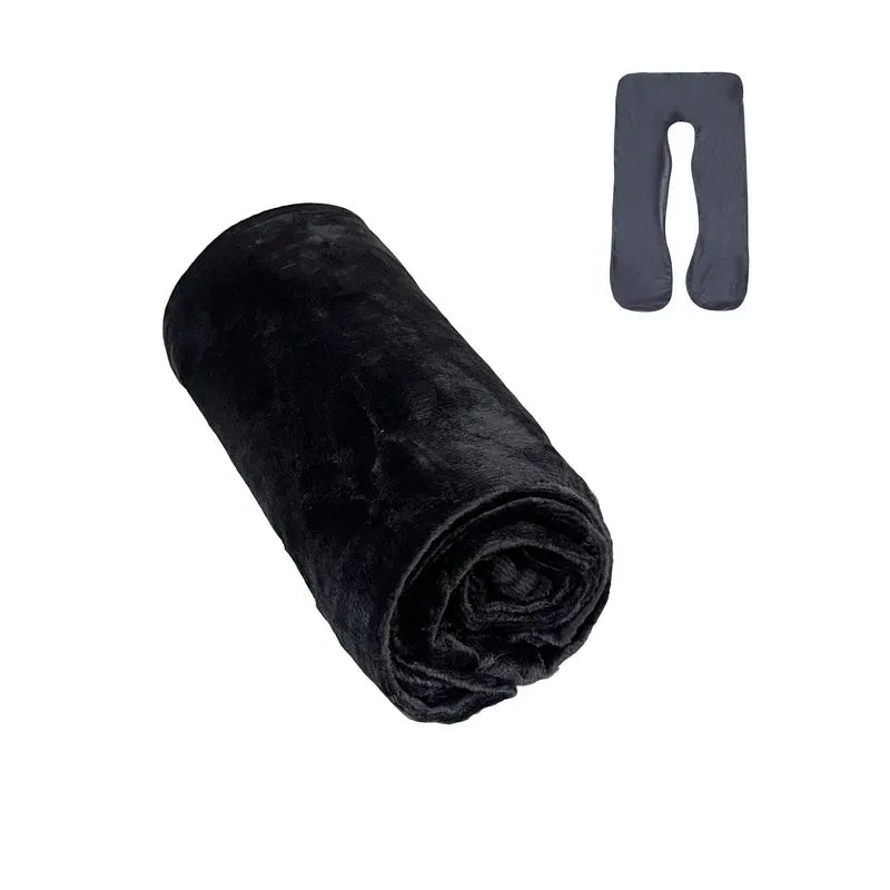 Soft Fleece Pregnancy Pillow - U-Type Lumbar Cushion for Pregnant Women, Multi-Function Side Protection, Pillowcase, PP Cotton