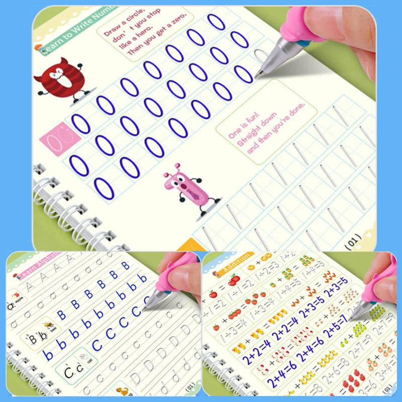 Reusable Magic Copybook – Montessori Drawing and Writing Toy for Kids with Pen Control Training and Educational Stickers