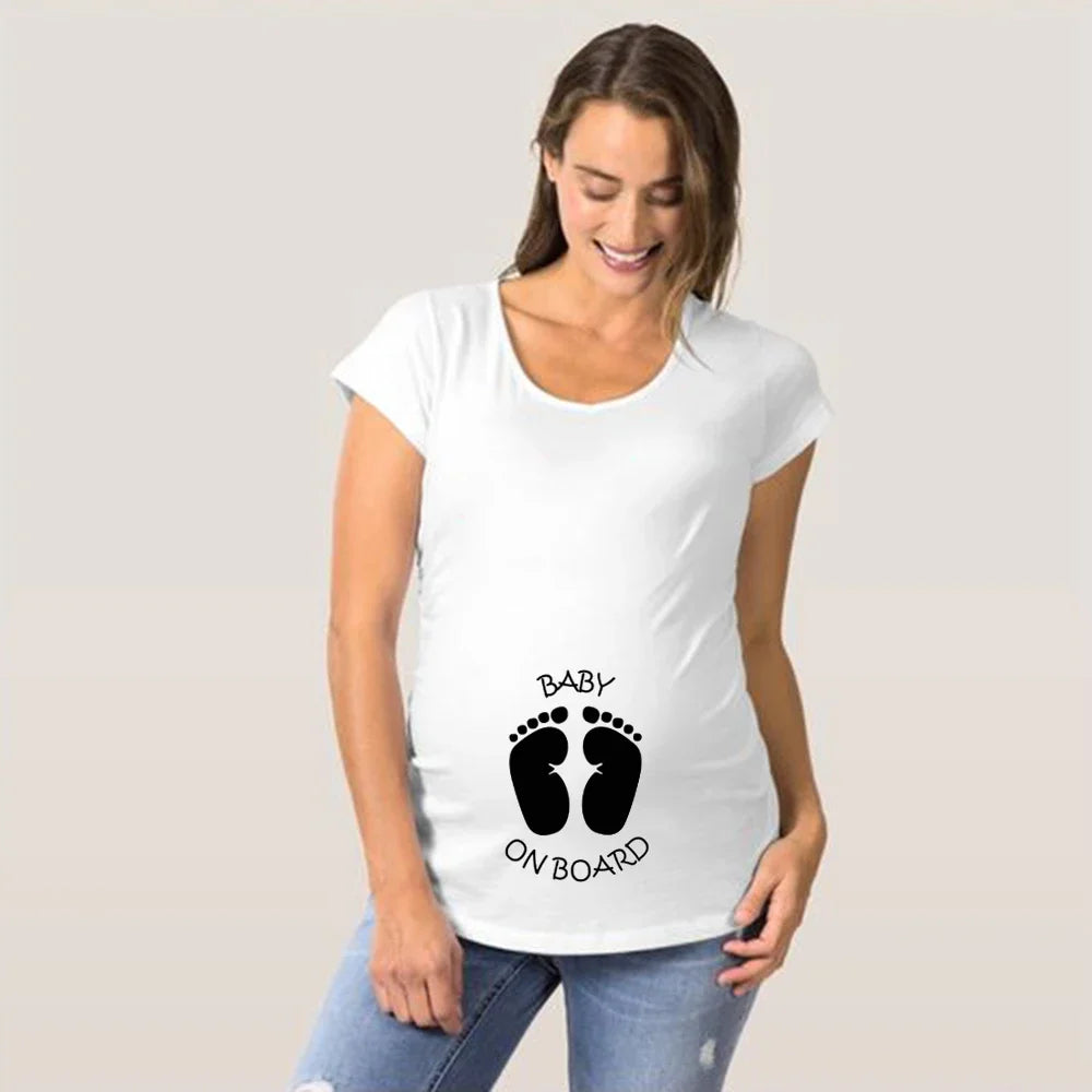 Baby Loading Pls Wait Pregnant Women T-shirt Funny Pregnancy Shirts for Moms Cute Pattern Maternity Shirt Short Sleeve Tops
