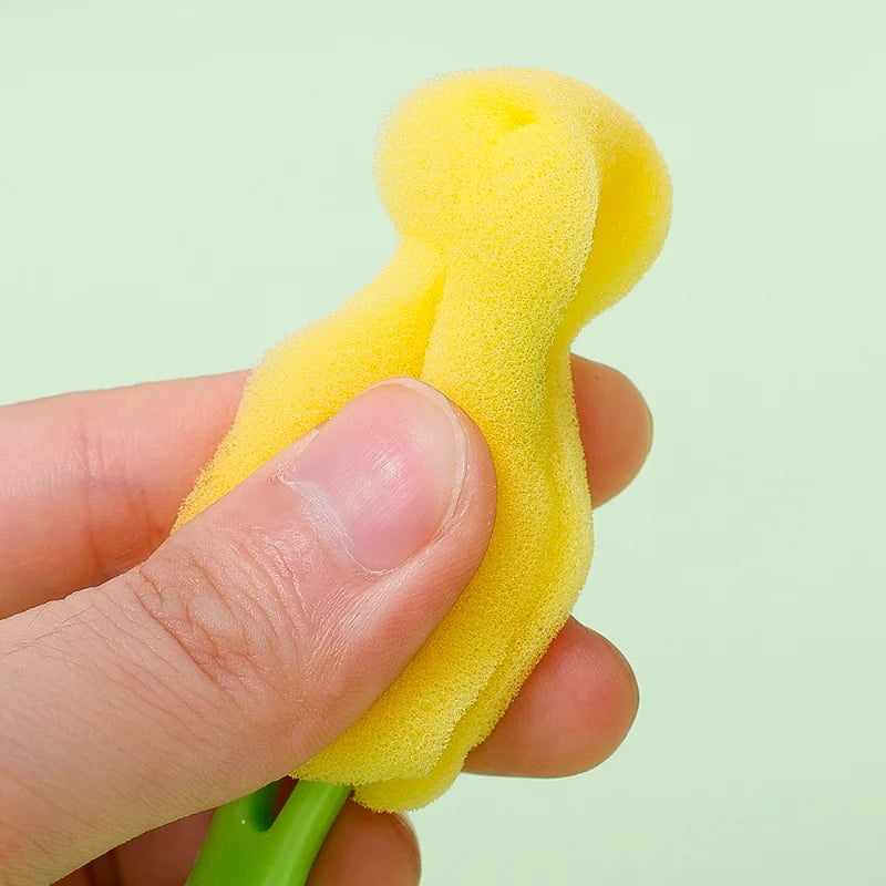 Sponge Nipple Cleaning Brush – Long Handle Baby Pacifier & Straw Scrubber, 360° Glass Cup & Kitchen Cleaning Tool