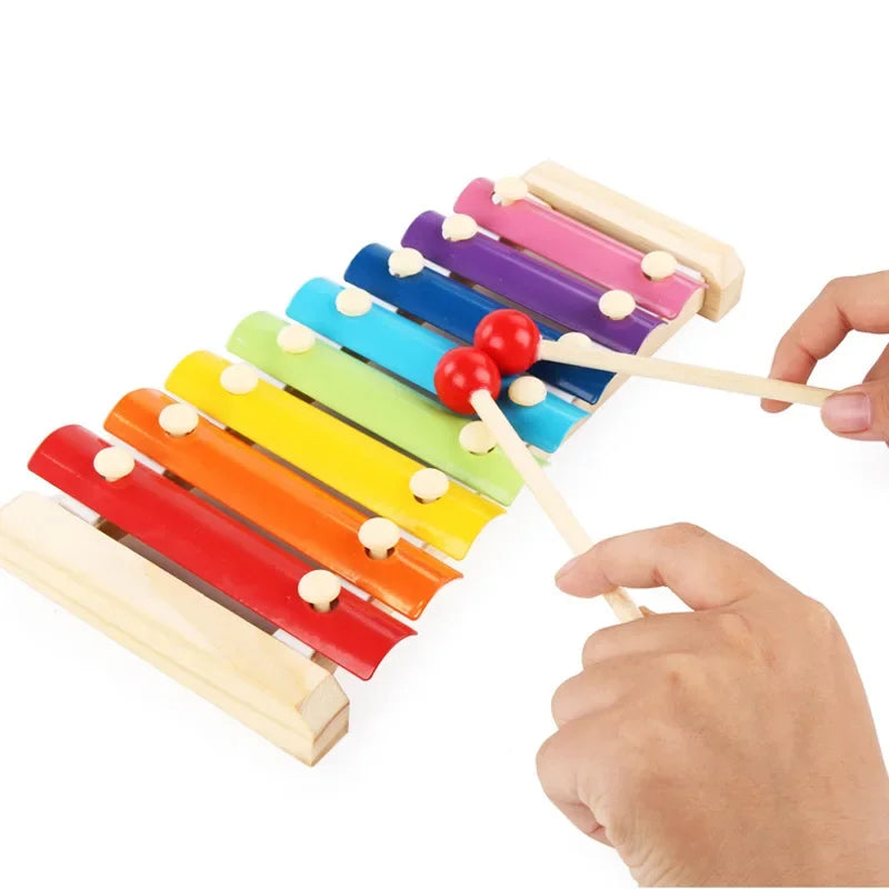 Wooden 8-Tone Multicolor Xylophone – Wooden Musical Instrument Toy for Babies and Kids, Perfect for Early Learning and Musical Exploration.
