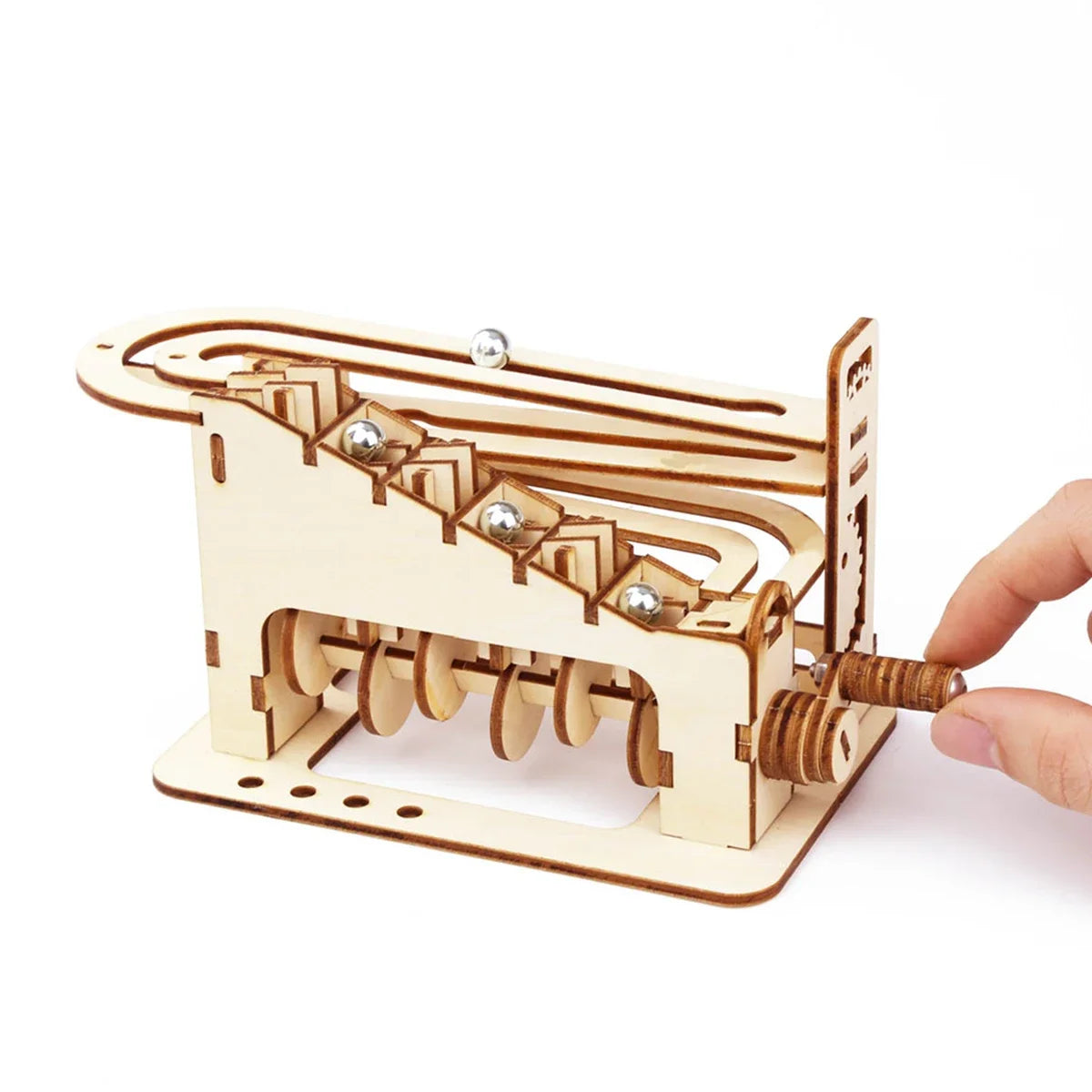 Spiral Marble Run 3D Wooden Puzzle – DIY Mechanical Model Kit for Adults and Teens