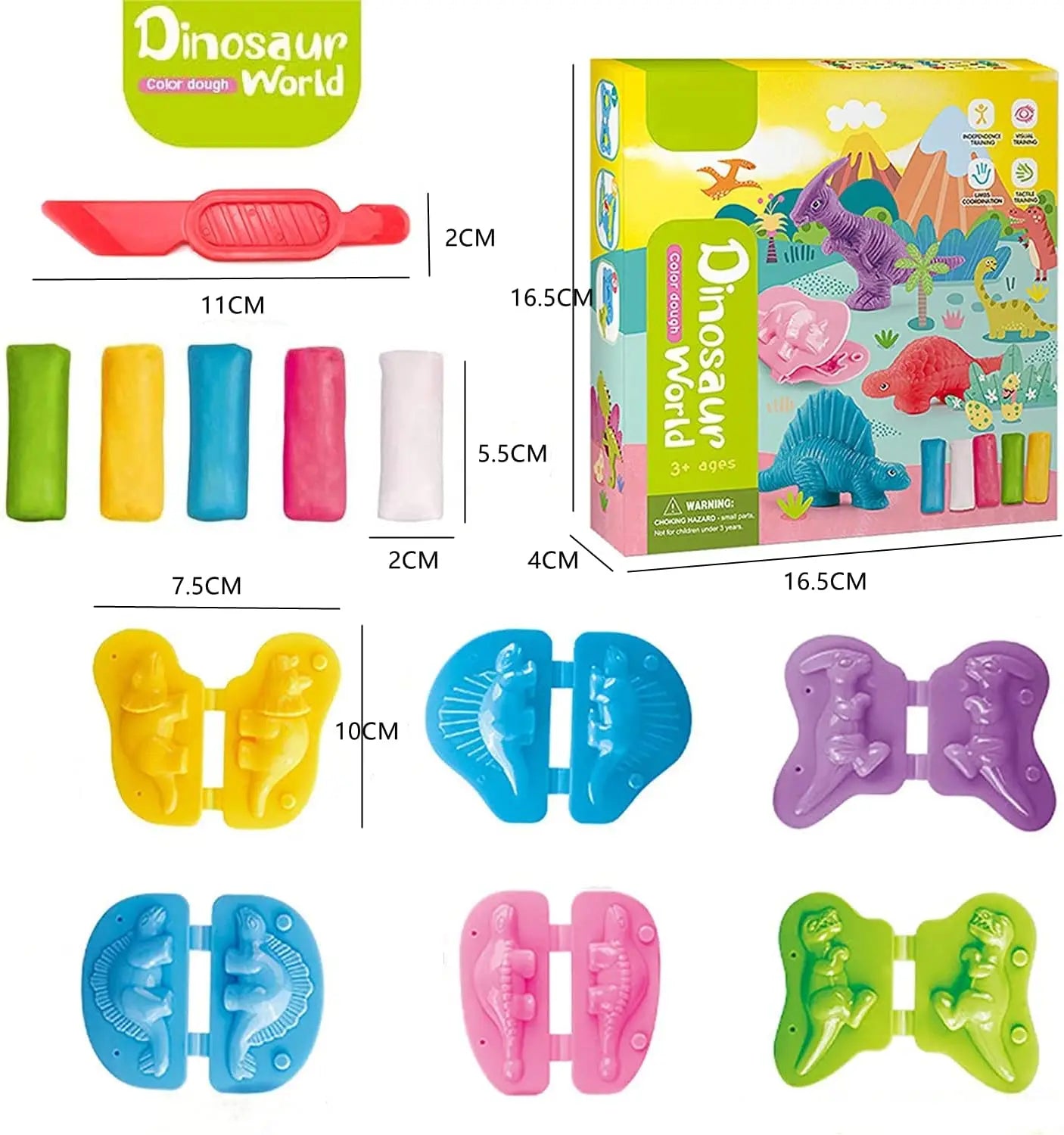Yeahbo Playdough Set for Kids - Air Dry Modeling Clay with 6 Dinosaur Molds, Polymer Clay Set, Play Dough Dinosaur Toys