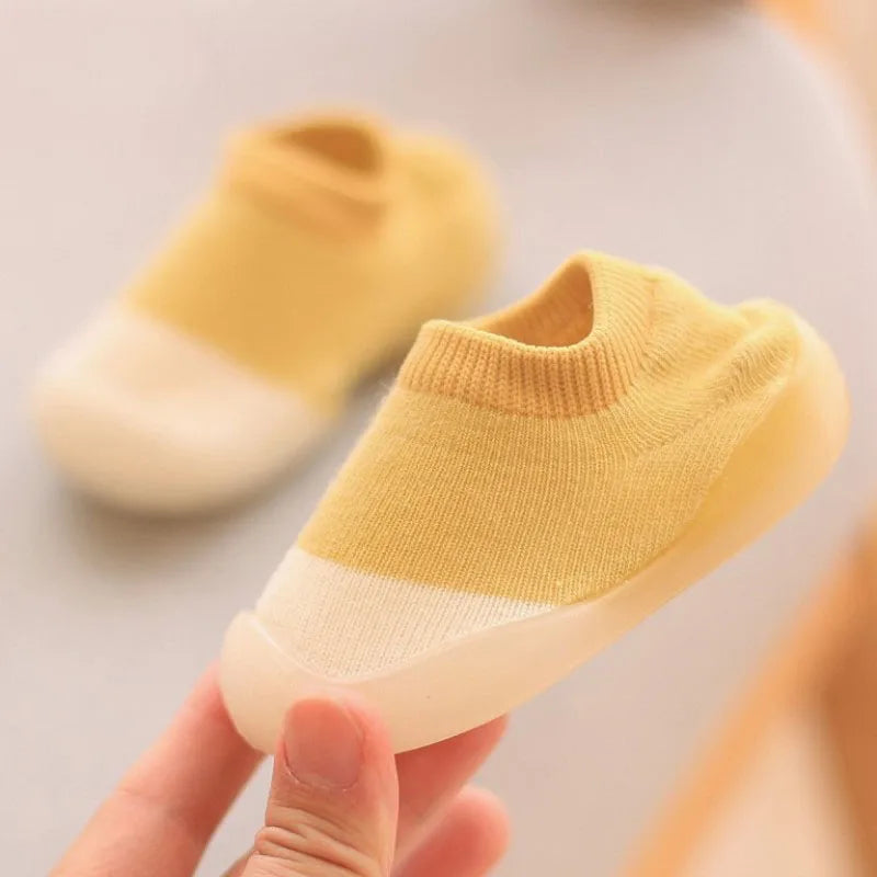 Baby First Walker Shoes – Soft Rubber Sole Non-Slip Knit Booties for Infants & Toddlers (Boys & Girls)