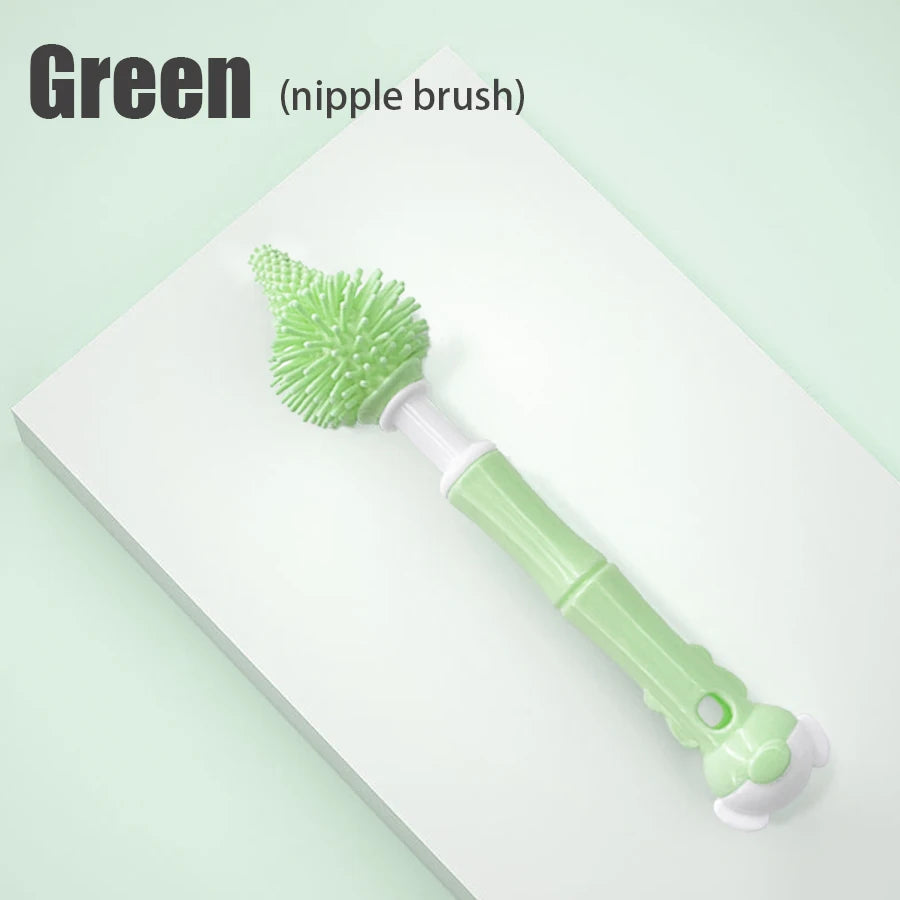 Baby bottle nipple cleaning brush made of liquid silicone, ideal for cleaning children's cups and nipples—an essential home item.