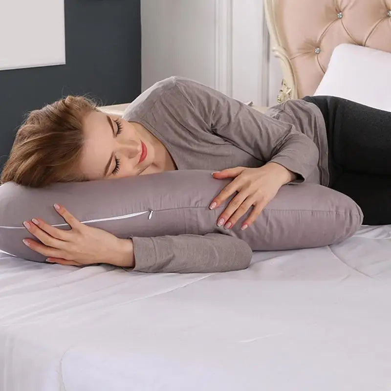 Multi-functional V-Shaped Nursing Pillow for Pregnancy - Side Sleeping Lumbar Cushion, Comfortable Solid Maternity Pillow