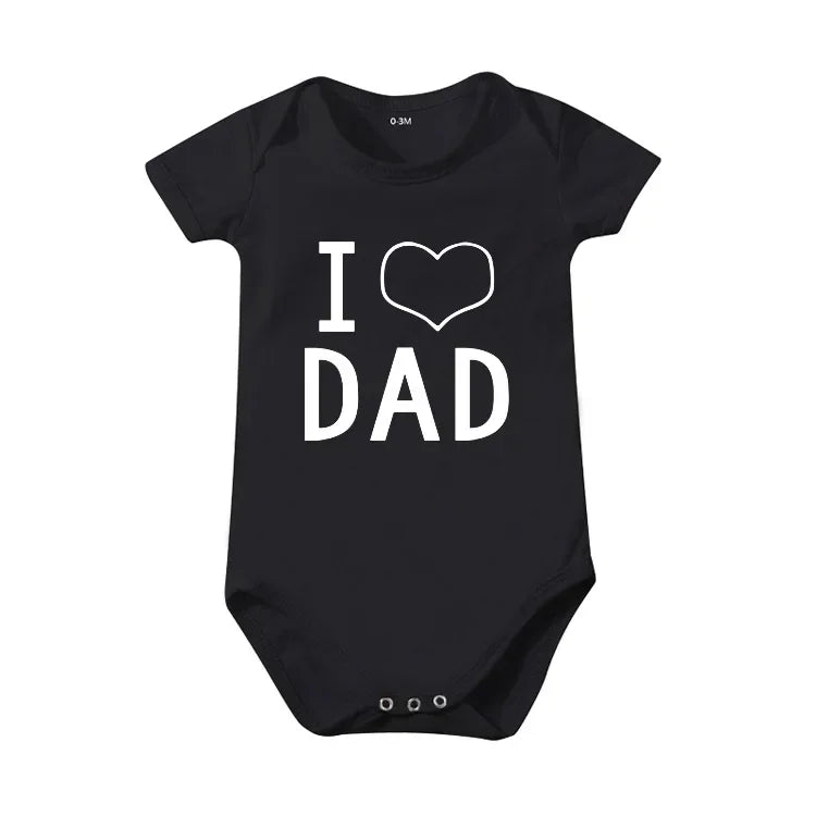 Pure Cotton “I Love Mom” & “I Love Dad” Newborn Rompers - Matching Baby Bodysuits for Twins, Summer Clothes for 0-24 Months
