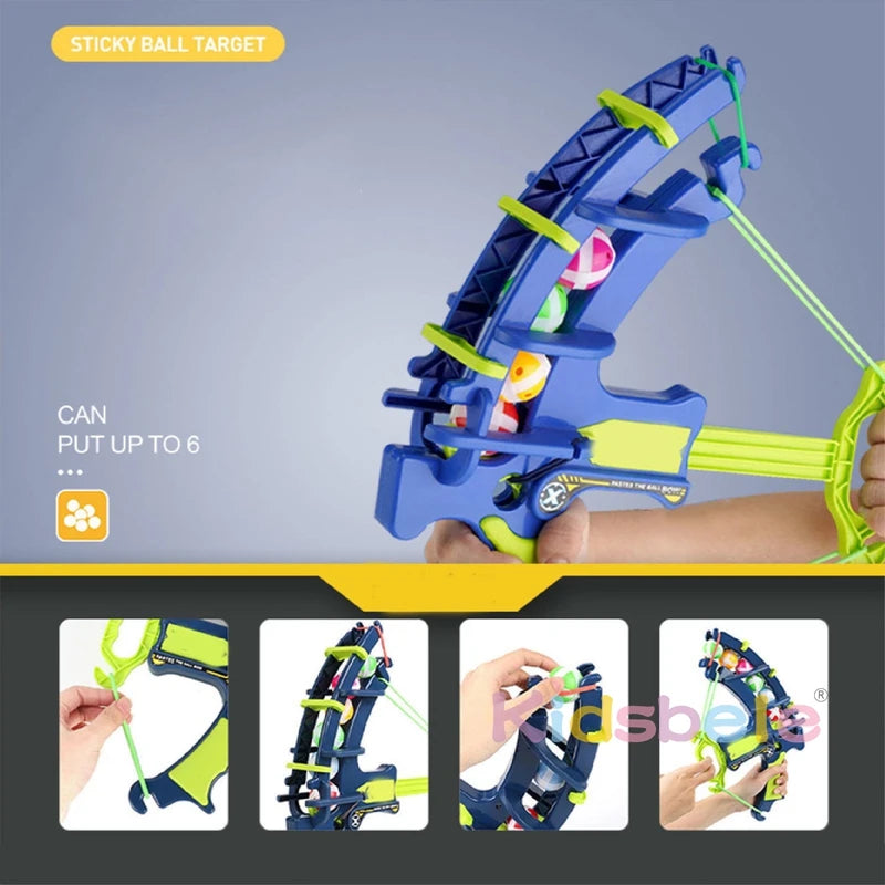 Dinosaur Sticky Ball Bow & Dartboard Set – Elephant Target Educational Slingshot Arrow Toy for Kids Outdoor Games