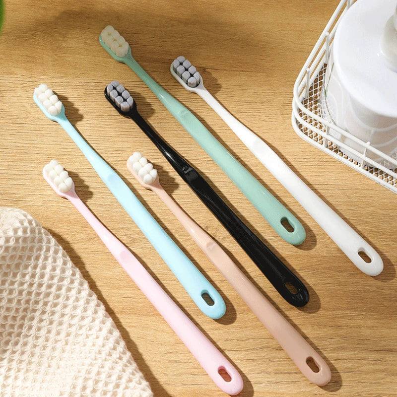 Gentle Toothbrush for Sensitive Teeth, 8 Bristle Bundles, Advanced Adult Toothbrush for Household Use