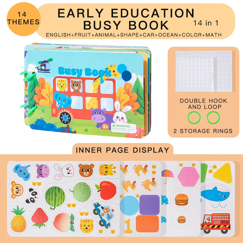 Montessori Reusable Sticker Busy Card Book – Numbers Matching Puzzle Game for Kids Educational Toy