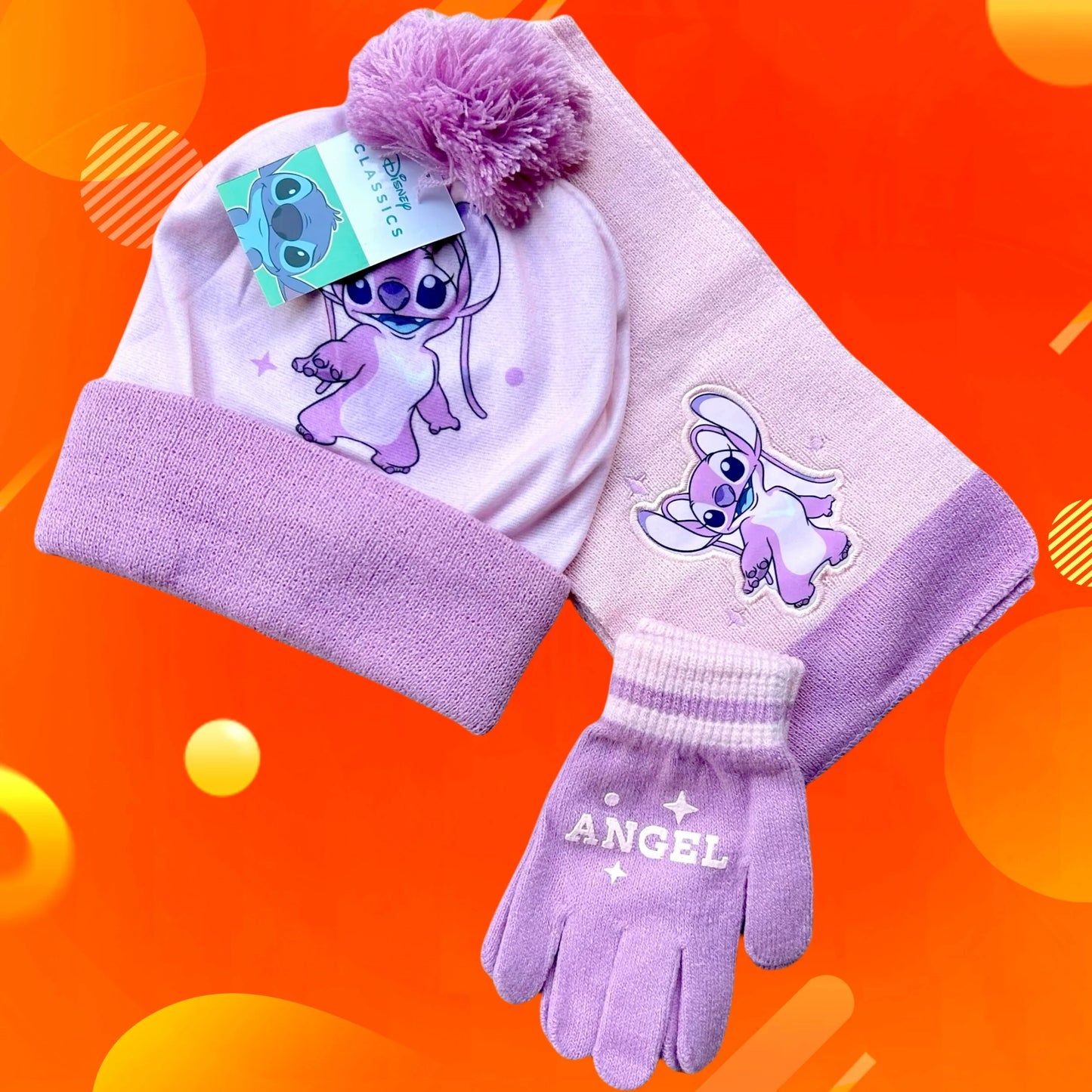 3-8 Years Autumn & Winter Children’s Stitch Cartoon Hat, Scarf & Gloves Set – Warm Knitted Cap for Boys & Girls – Perfect Christmas Gift