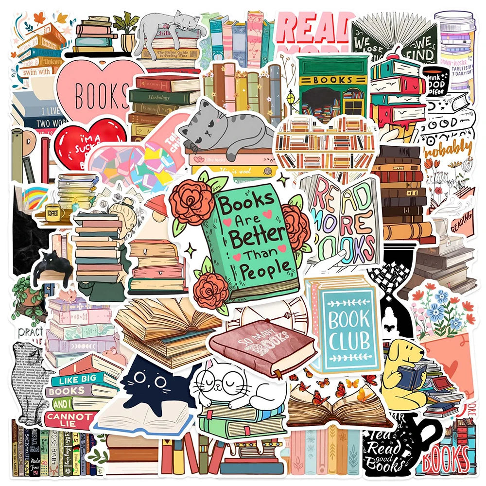 10/30/50pcs Cartoon Animal Reading Stickers – PVC Decorative Stickers for Scrapbooking, Stationery, and School Supplies for Kids