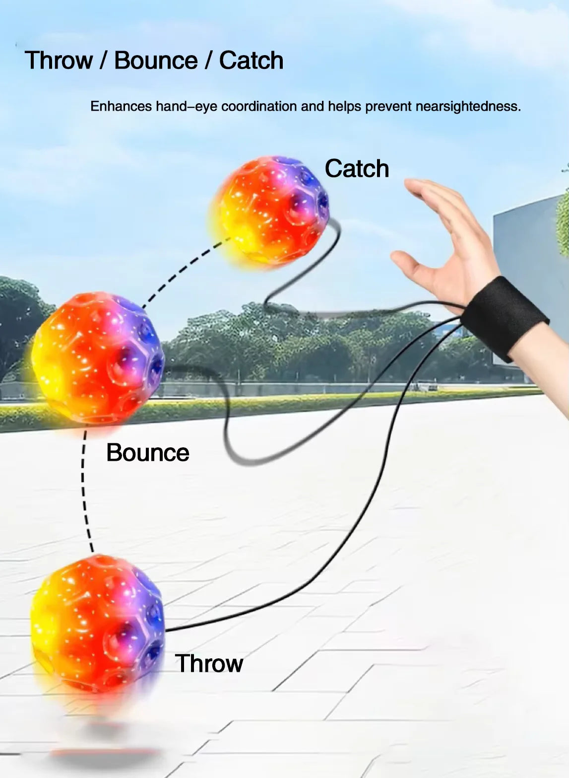 Outdoor Sports Wrist Moon Stone – High Elastic Rebound Rope, Decompression Fitness Ball Toy for Children & Elderly