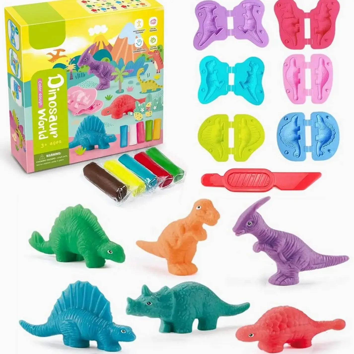 Yeahbo Playdough Set for Kids - Air Dry Modeling Clay with 6 Dinosaur Molds, Polymer Clay Set, Play Dough Dinosaur Toys