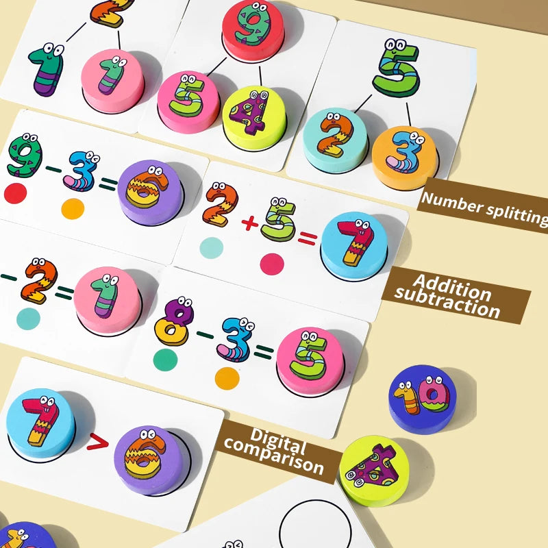 Kids Learning 1–10 Numbers Counting Toy – Digital Math Matching Game with Operation Cards