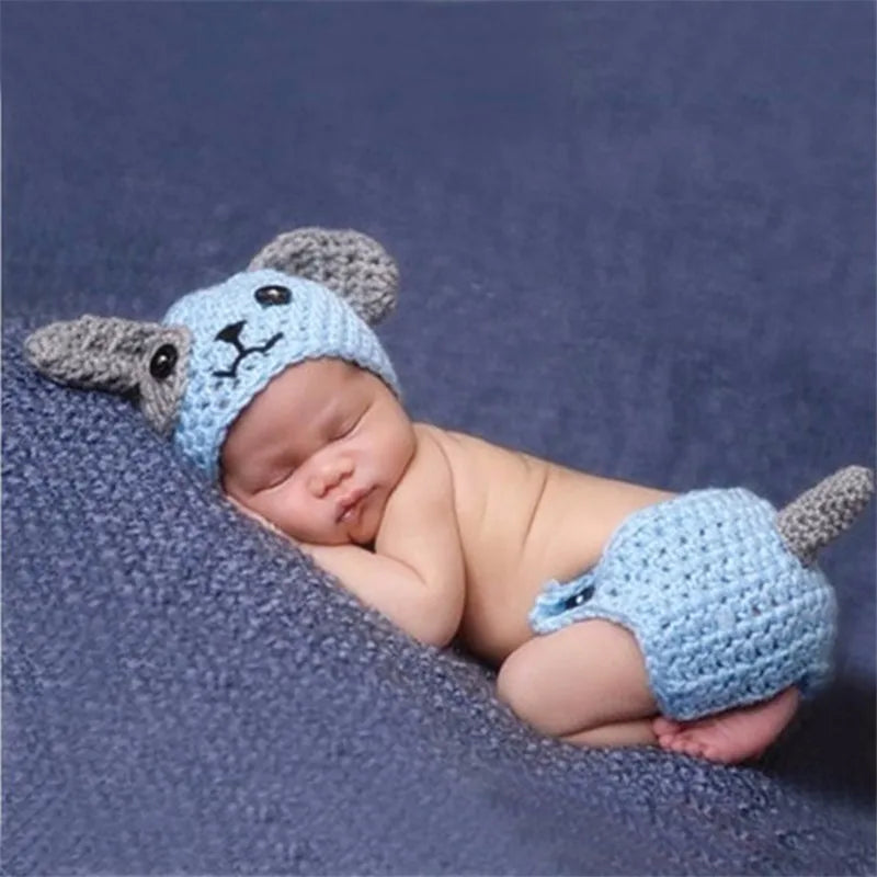 Animal Style Newborn Baby Crochet Halloween Costume - Handmade Mickey, Sleepy Owl & Frog Photography Props & Baby Gift