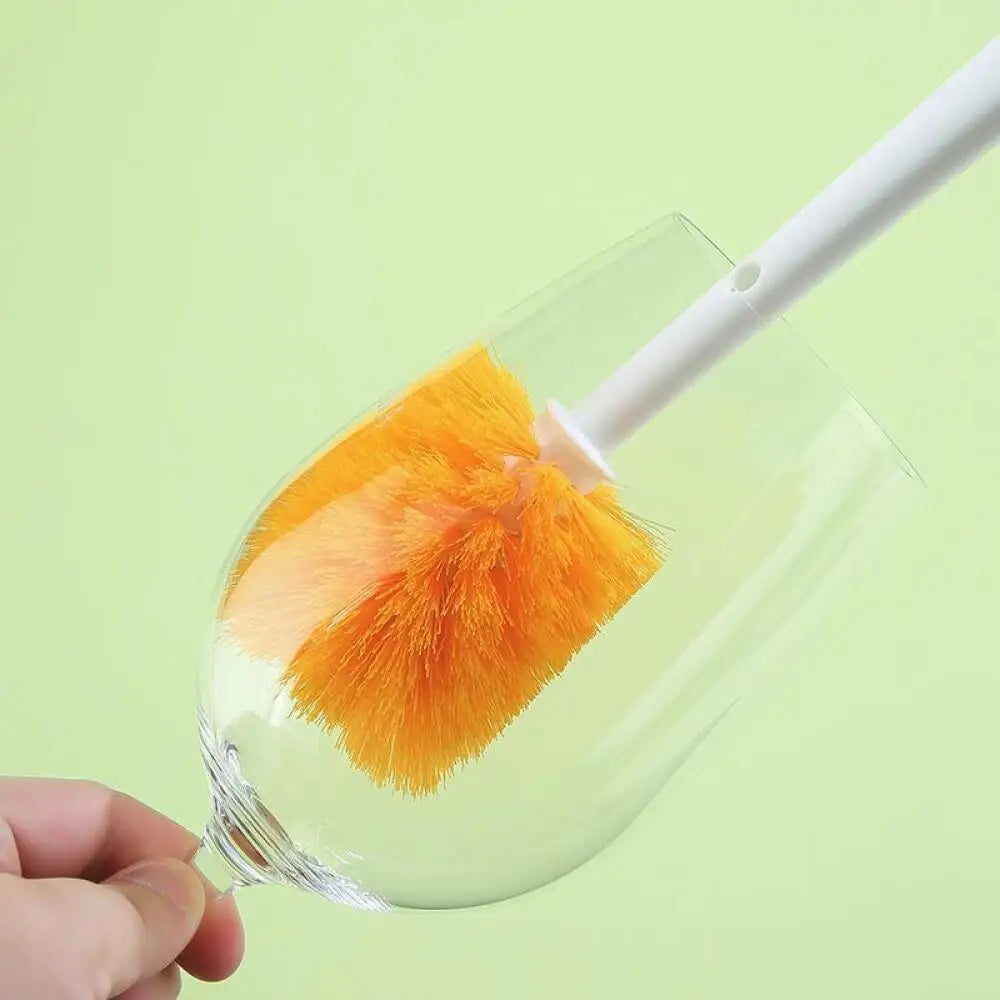Multipurpose 5-in-1 Brush – Long Handle Carrot Cup Brush, Milk Bottle Brush, Cup Cover Groove & Straw Cleaner