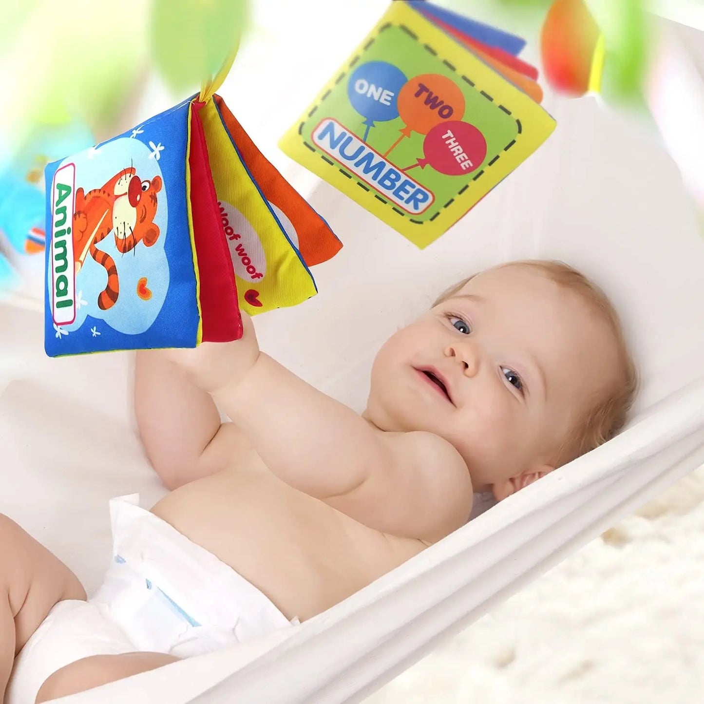 Baby Cloth Book – Intelligence Development Soft Learning and Reading Toy with Rattle for Infants 0–12 Months