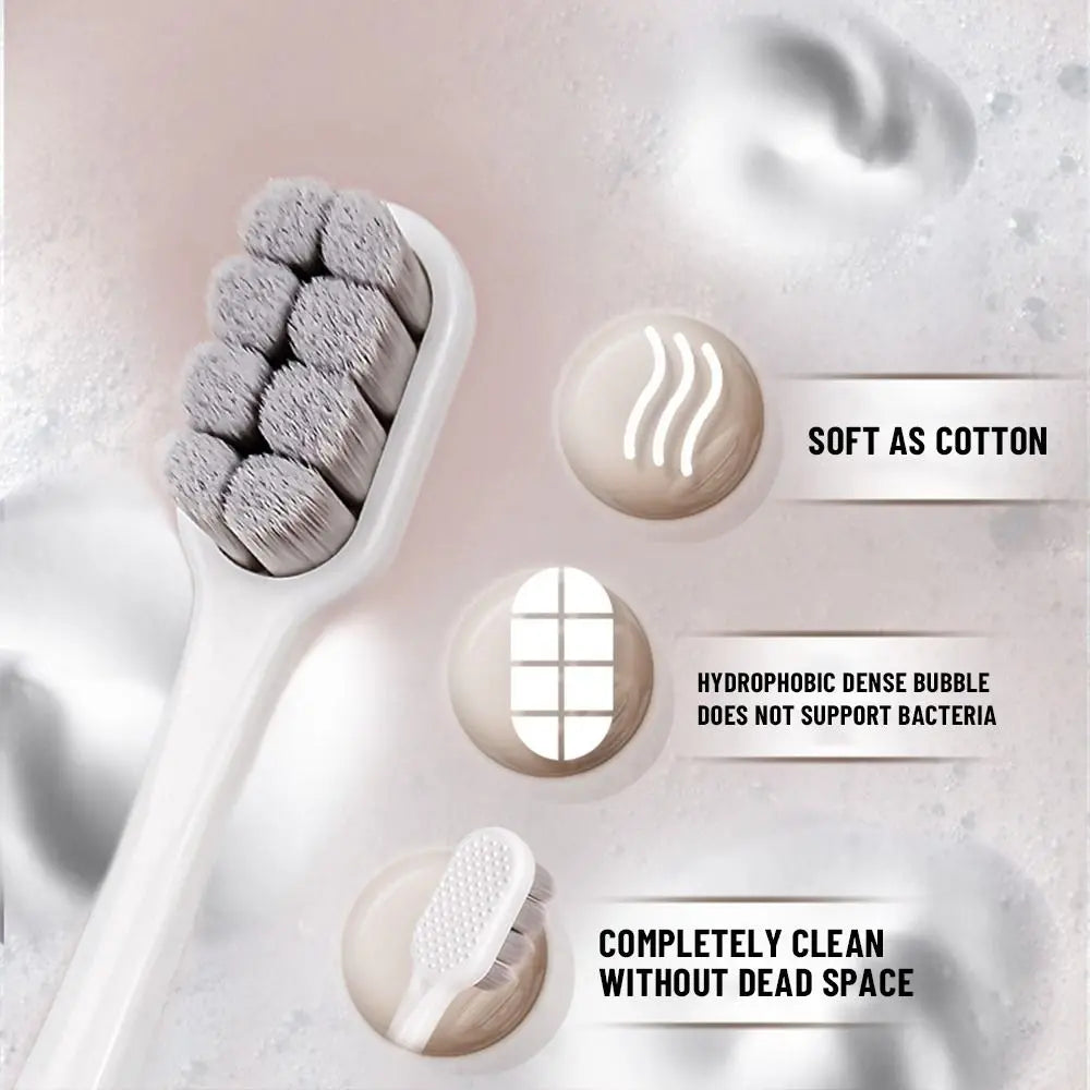 Plush Toothbrush with Super Fine Wave Soft Bristles, 8-Hole Massage for Gum Sensitivity, Adult Soft Hair Toothbrush