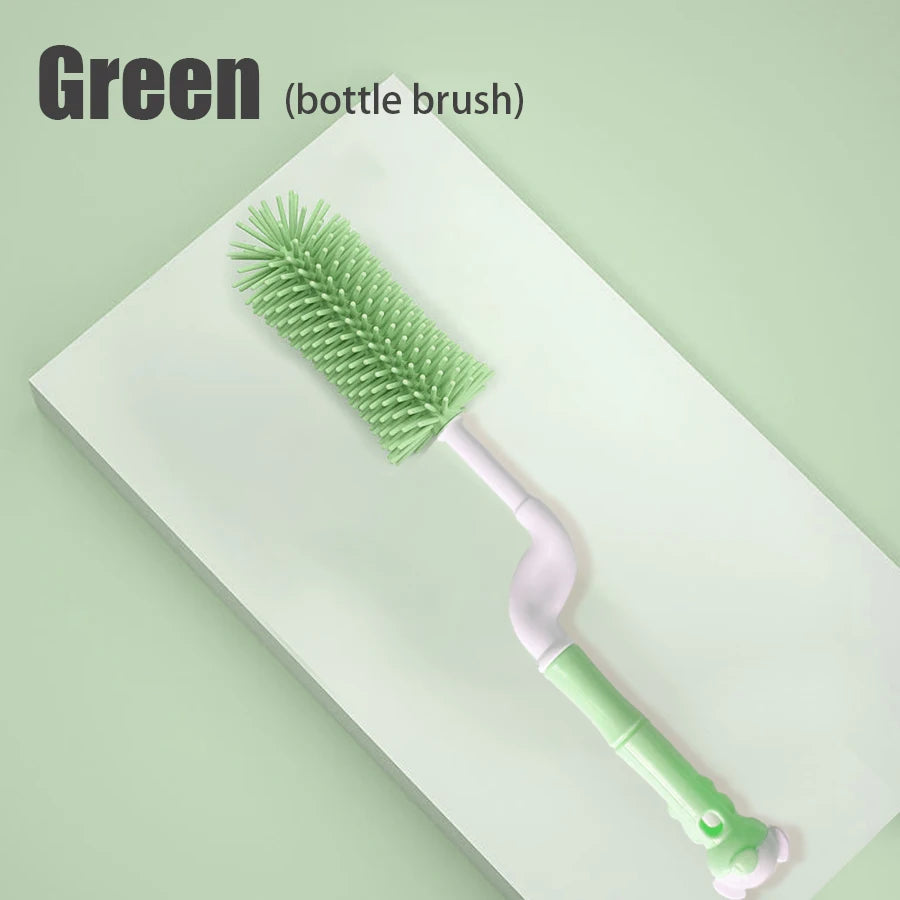 Baby bottle nipple cleaning brush made of liquid silicone, ideal for cleaning children's cups and nipples—an essential home item.