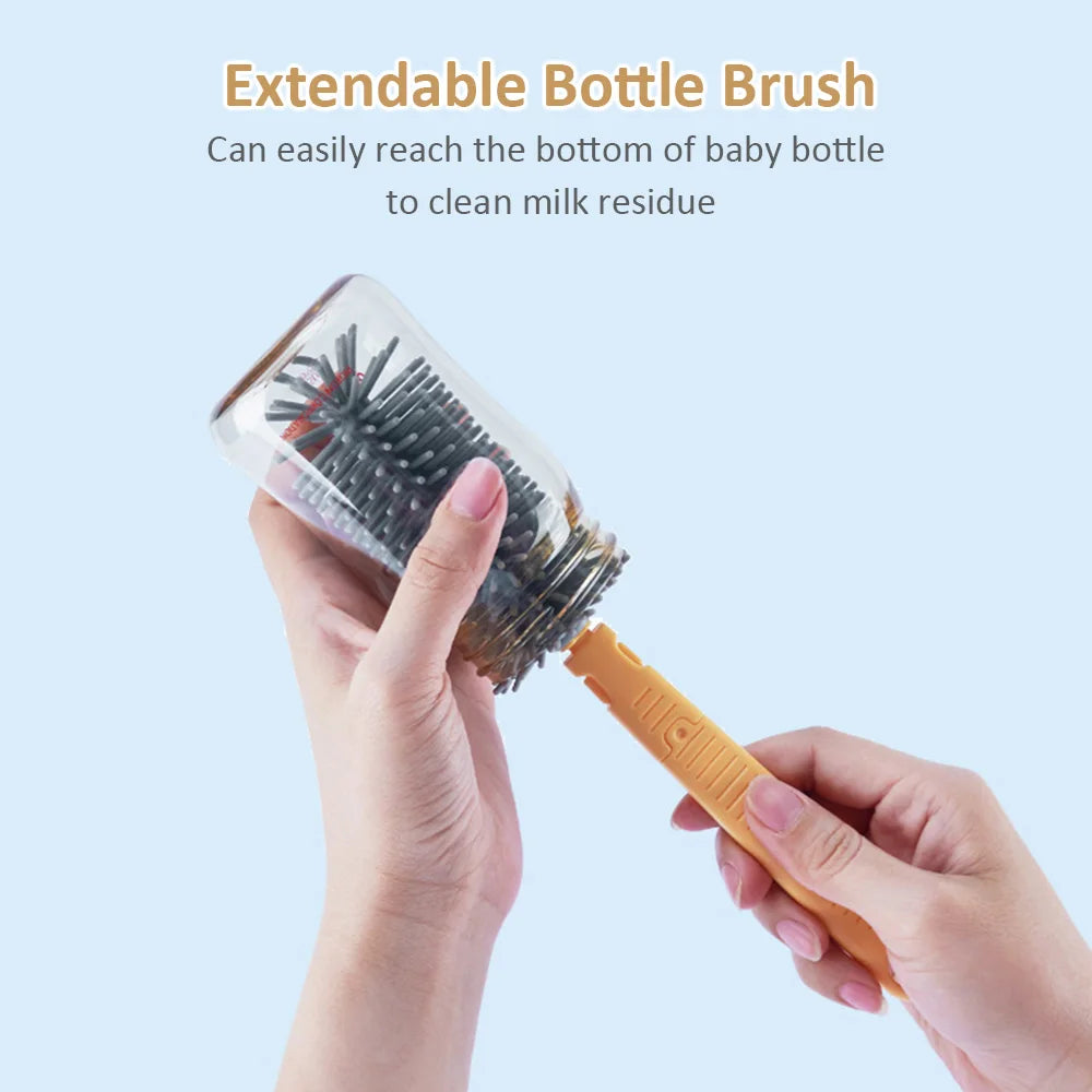 6-in-1 Portable Baby Bottle Brush Kit – Travel Feeding Bottle Cleaning Set, Nursing Bottle Cleaner