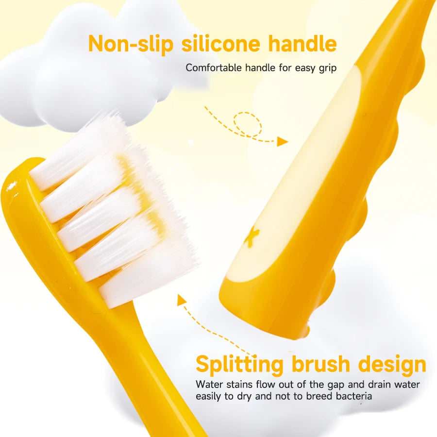 6pcs Kids Manual Toothbrush, Cute Cartoon Dinosaur Design, Soft Bristles for 3-12 Years Old