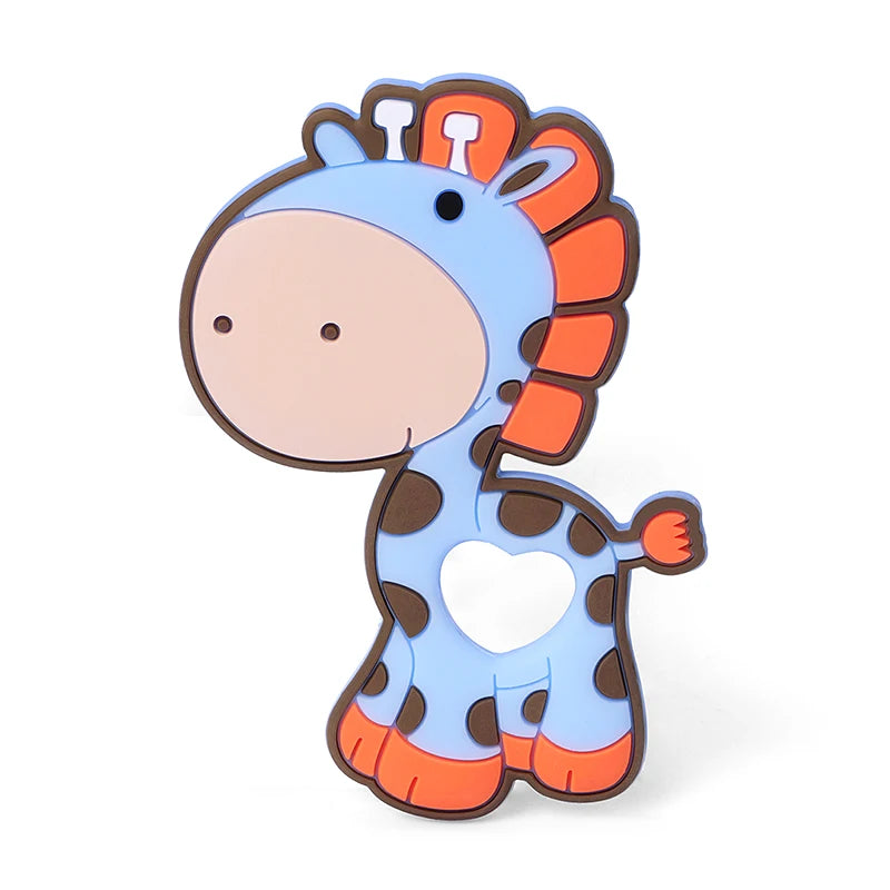 TYRY.HU 1Pc Baby Silicone Teether - BPA-Free Cartoon Frog & Deer Teething Necklace Pendant, Nursing Teeth Gift, Baby Silicone Teether