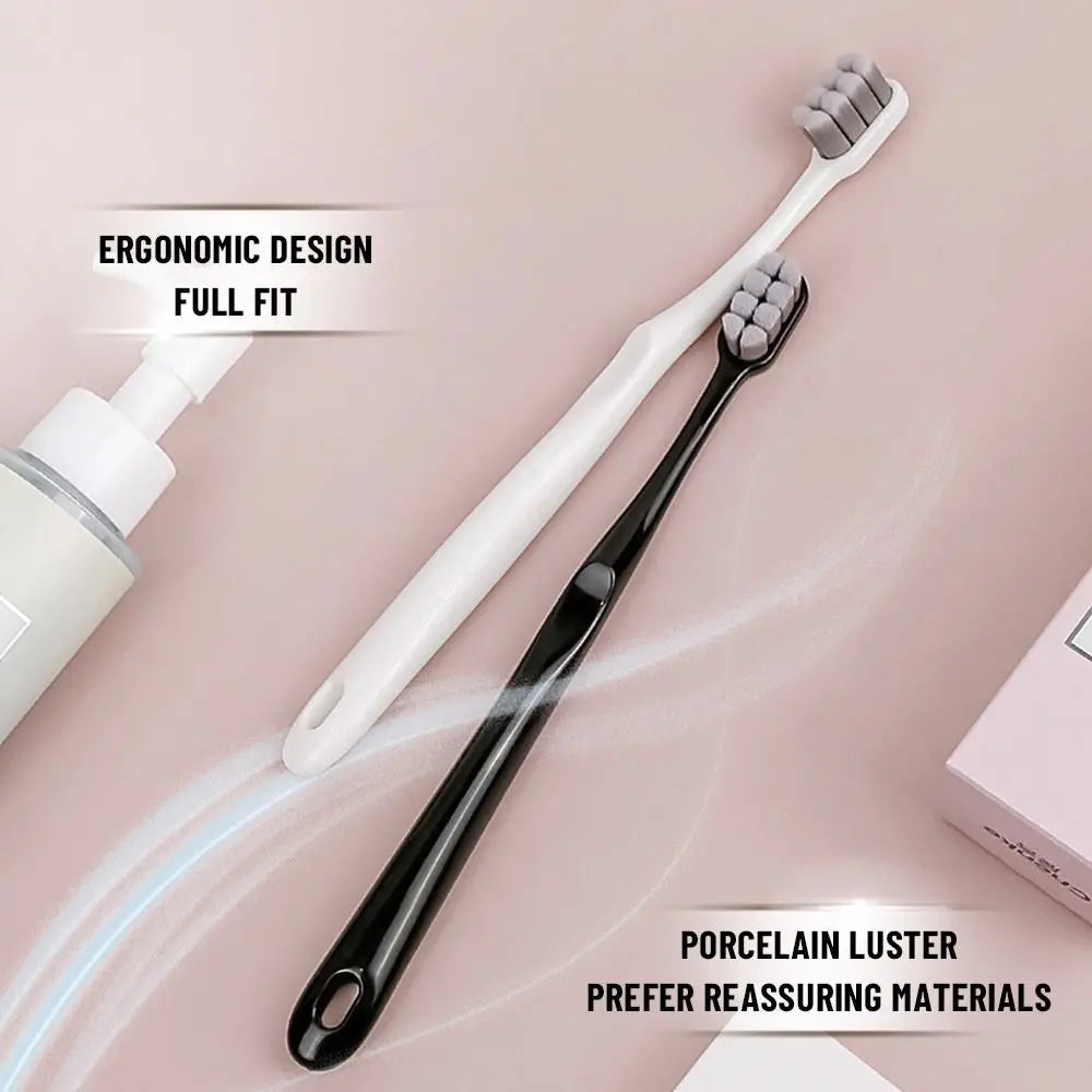 Plush Toothbrush with Super Fine Wave Soft Bristles, 8-Hole Massage for Gum Sensitivity, Adult Soft Hair Toothbrush