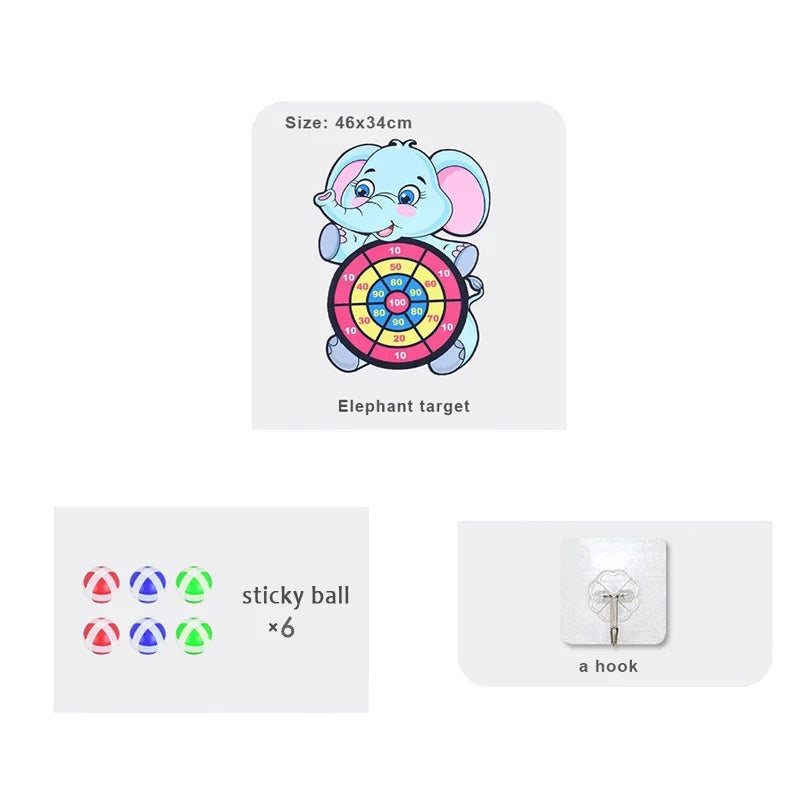 Dinosaur Sticky Ball Bow & Dartboard Set – Elephant Target Educational Slingshot Arrow Toy for Kids Outdoor Games